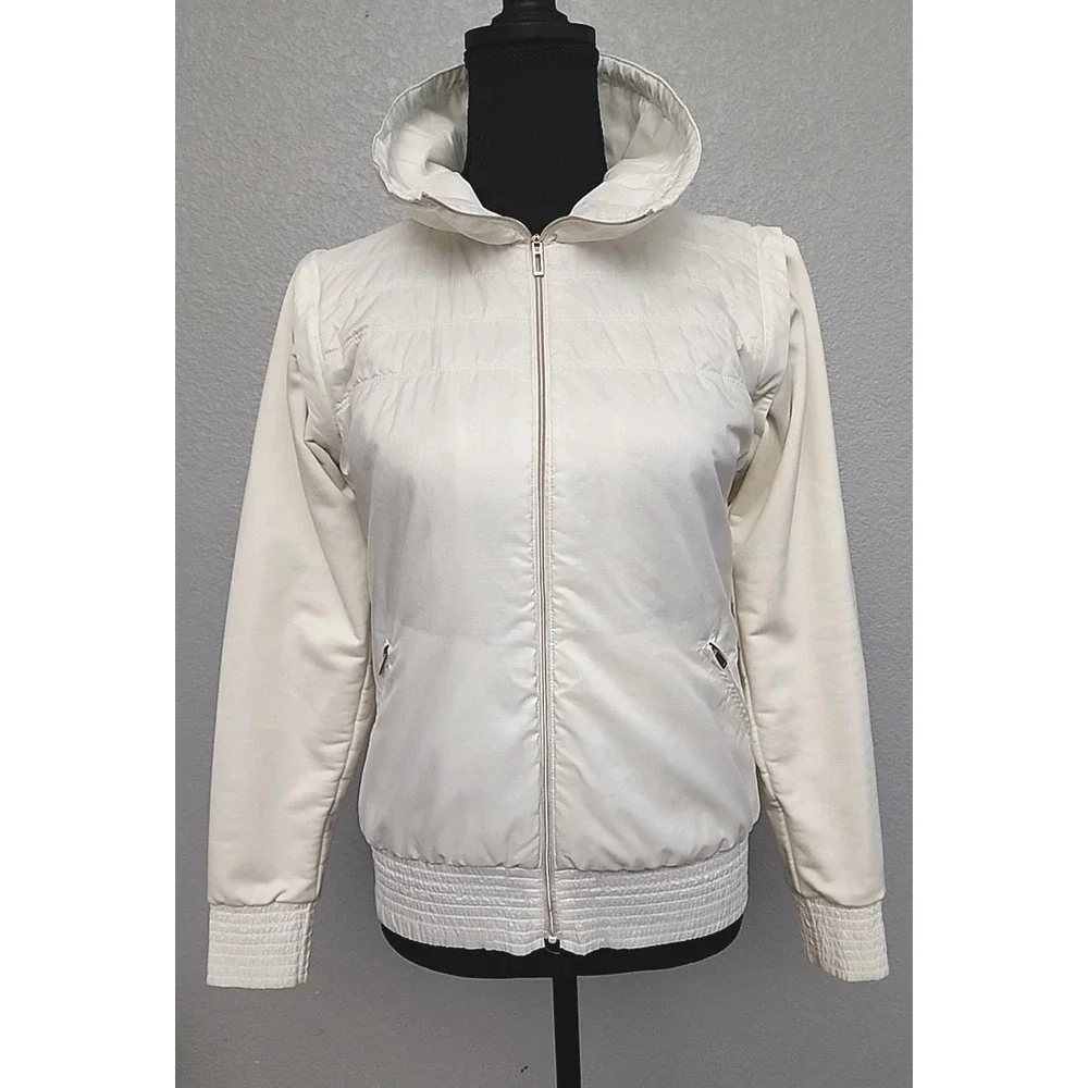 Nike Golf Jacket Vest Womens Small Ivory Puffy Removable Sleeves Pickle‎ ball S